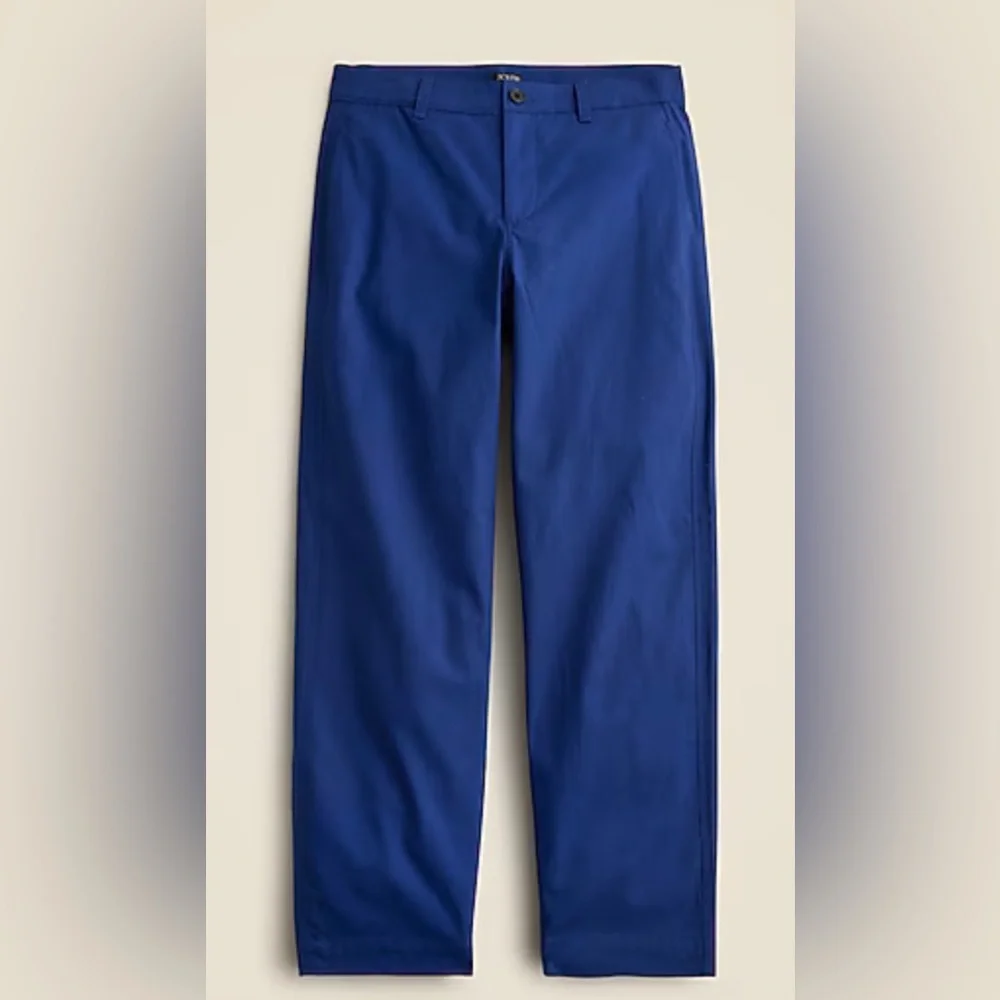 J. Crew Barrel-leg Pant in Cotton Blend Tropical Cove Blue Size 33 NWT - Picture 2 of 3